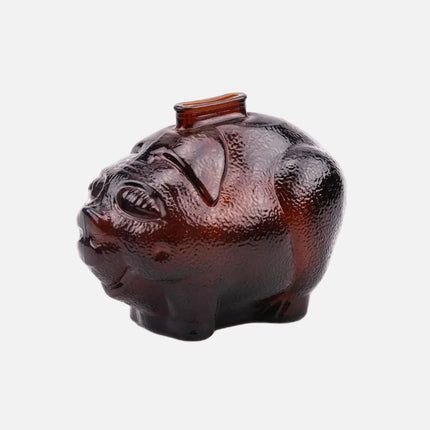 Tirelire en verre fumé ambre cochon