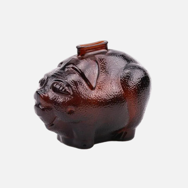 Tirelire en verre fumé ambre cochon
