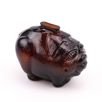 Tirelire en verre fumé ambre cochon