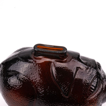 Tirelire en verre fumé ambre cochon