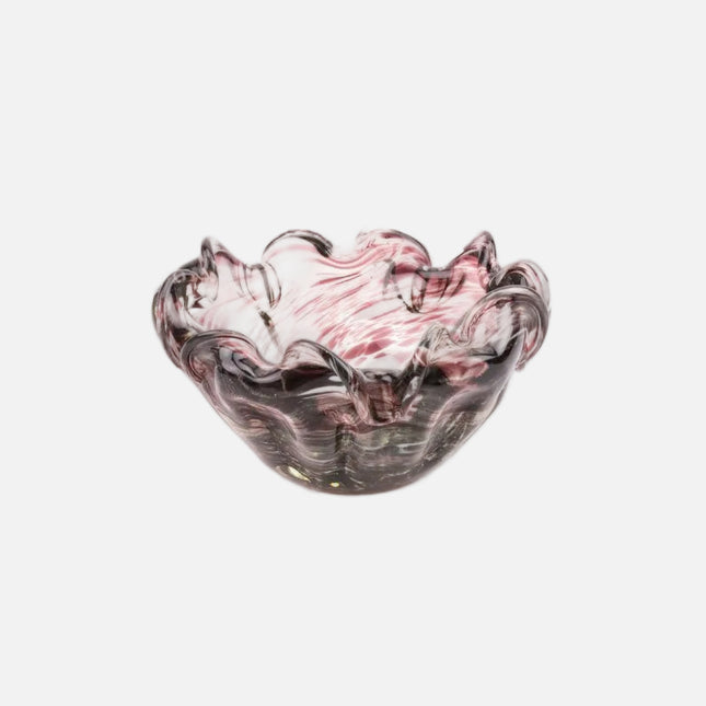 Plat en verre soufflé et épais sur tons prunes