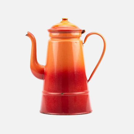 Grande cafetière vintage émaillée orange