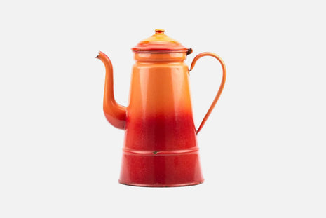 Grande cafetière vintage émaillée orange