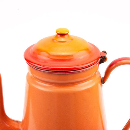 Grande cafetière vintage émaillée orange