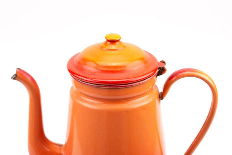 Grande cafetière vintage émaillée orange