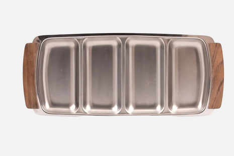 Grand plateau à 4 compartiments marron