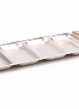 Grand plateau à 4 compartiments en inox