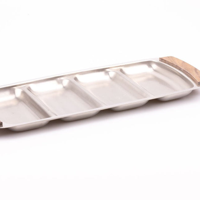 Grand plateau à 4 compartiments en inox