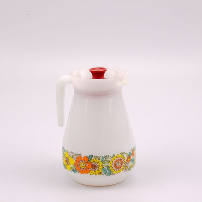 Carafe Schott Mainz en porcelaine blanche et motifs fleuris