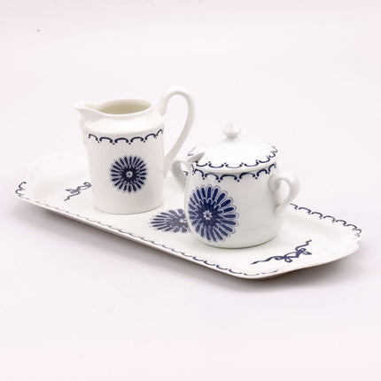Plateau, sucrier et pot à lait de Porcelaine de Paris modèle Ming Bleu