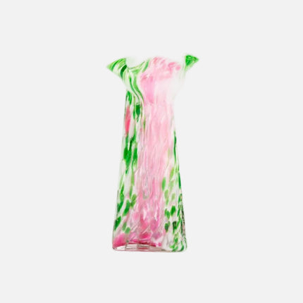 Vase en verre soufflé rose et vert Clichy Legras 