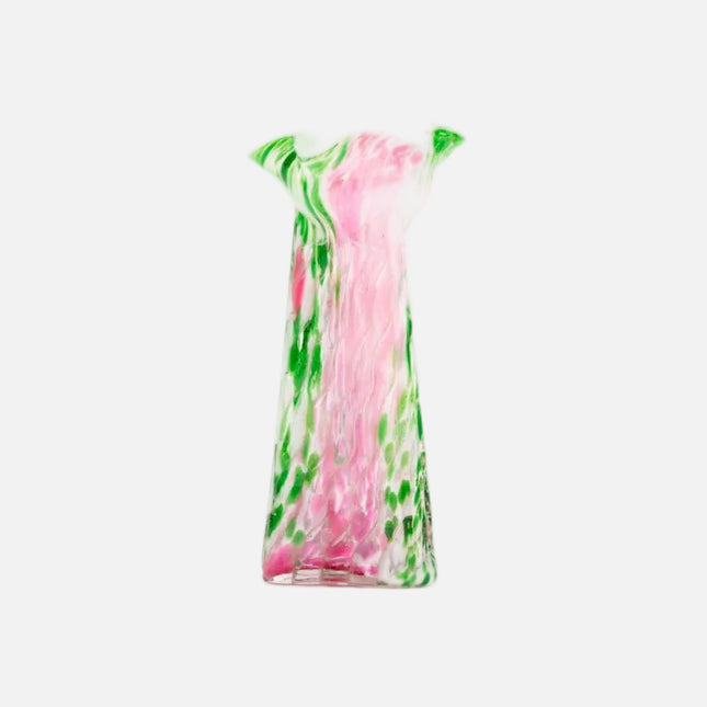 Vase en verre soufflé rose et vert Clichy Legras 