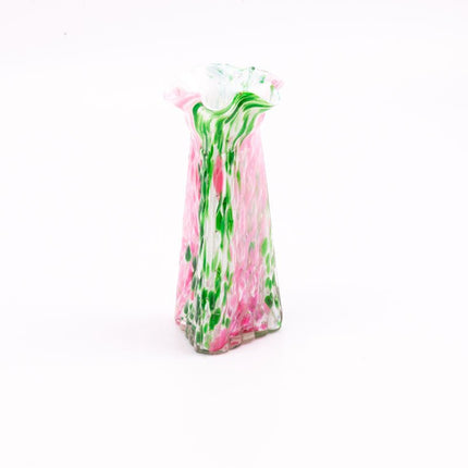 Pink and green blown glass vase by Clichy Legras