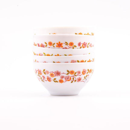 Set de 5 bols Arcopal à fleurs Scania blanc