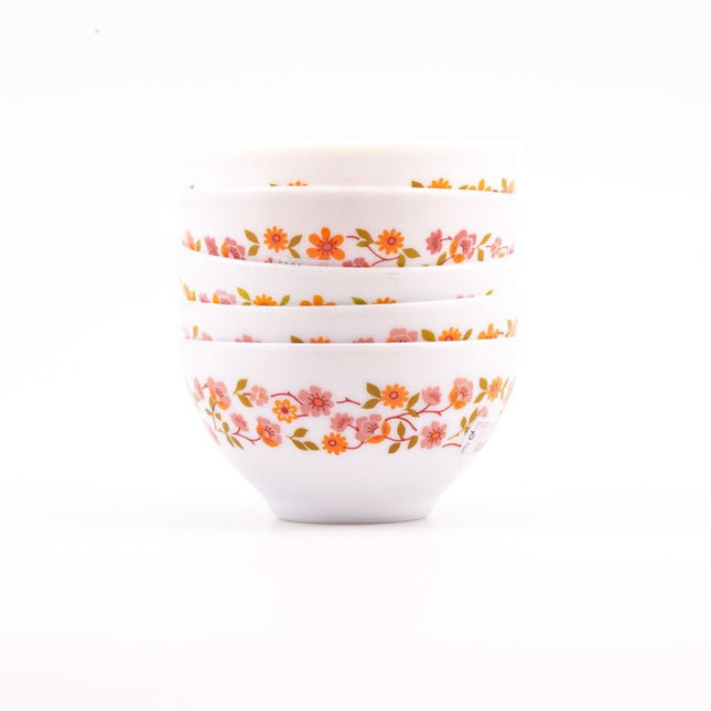 Set de 5 bols Arcopal à fleurs Scania blanc