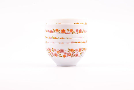 Set de 5 bols Arcopal à fleurs Scania blanc