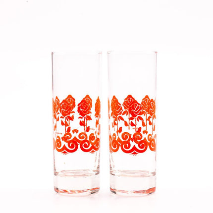 6 verres à eau ou verres long drink motifs fleuris