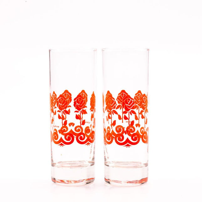 6 verres à eau ou verres long drink motifs fleuris