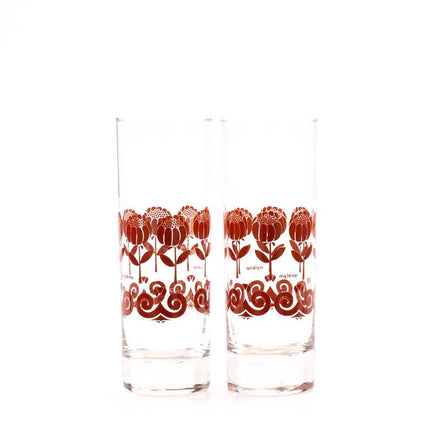 6 verres à eau ou verres long drink motifs fleuris