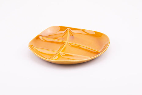 Assiette à 6 compartiments en faïence Salins orangeâtres