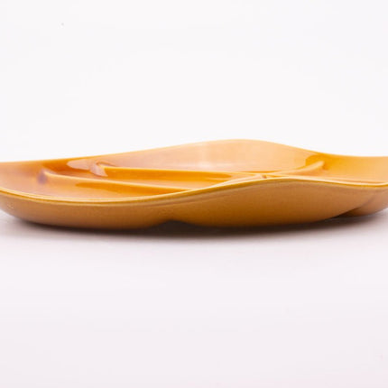Assiette à 6 compartiments en faïence Salins orangeâtres