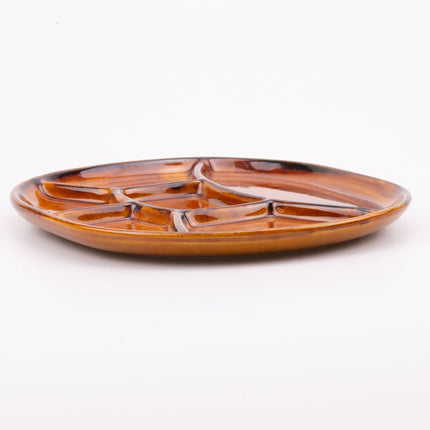 Ensemble de 6 assiettes à 6 compartiments Saint-Clément en porcelaine orangeâtre