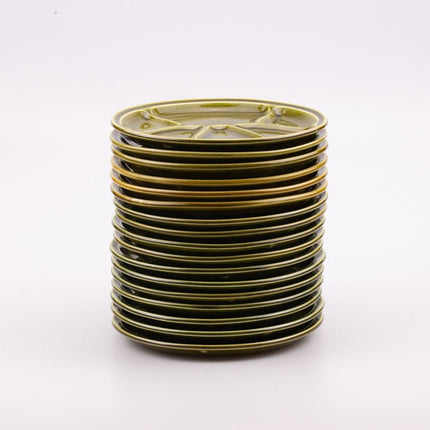 Assiette à compartiment verte Gien en porcelaine verte kaki