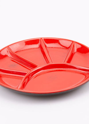 Ensemble de 6 assiettes en porcelaine à 5 compartiments rouges CES 