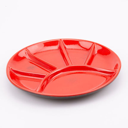 Ensemble de 6 assiettes en porcelaine à 5 compartiments rouges CES 