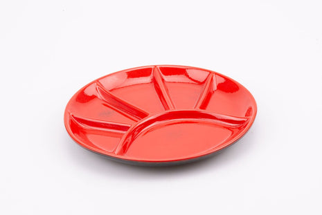 Ensemble de 6 assiettes en porcelaine à 5 compartiments rouges CES 