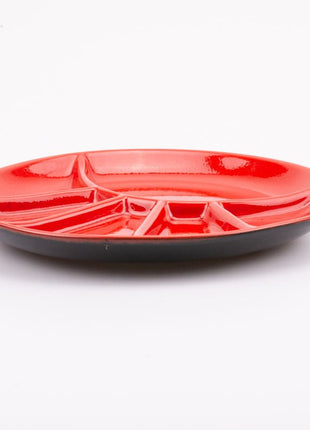 Set of 6 CES red compartment plates