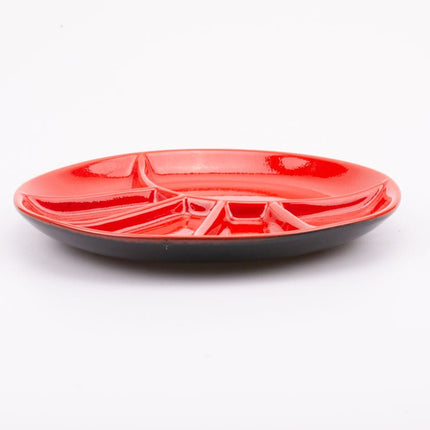 Ensemble de 6 assiettes en porcelaine à 5 compartiments rouges CES