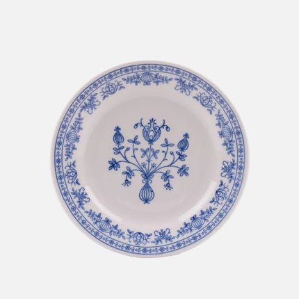 6 assiettes en porcelaine Kahla blanches avec motifs bleus