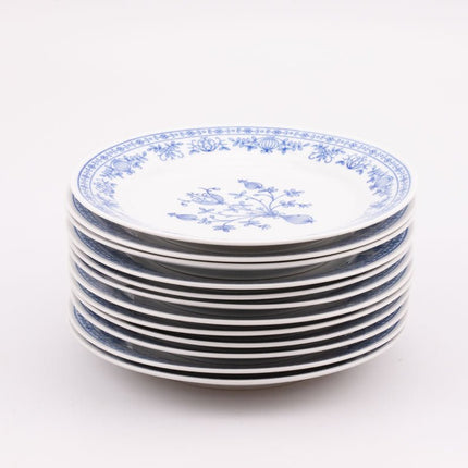 6 assiettes en porcelaine Kahla blanches avec motifs bleus