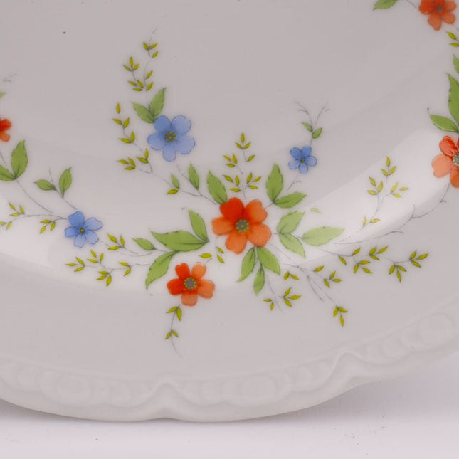 6 assiettes creuses en porcelaine Mitterteich blanc avec motif fleuri