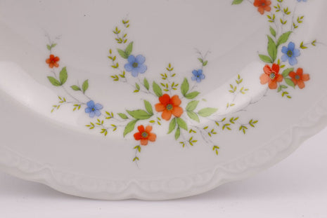 6 assiettes creuses en porcelaine Mitterteich blanc avec motif fleuri