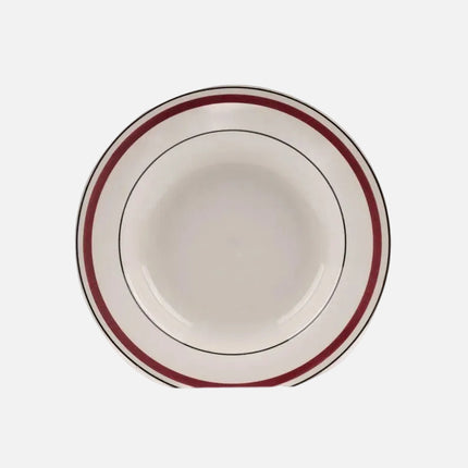 Assiette creuse Churchill en porcelaine blanche et rouge