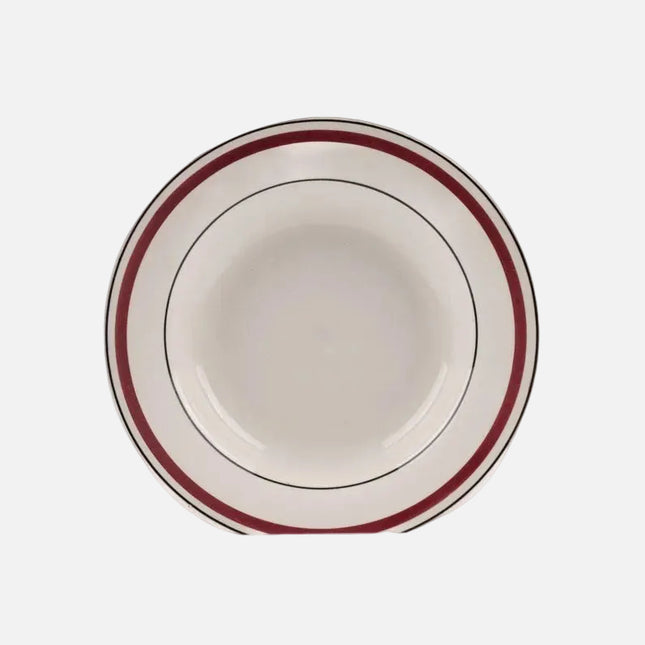Assiette creuse Churchill en porcelaine blanche et rouge