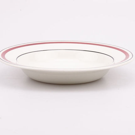 Assiette creuse Churchill en porcelaine blanche et rouge