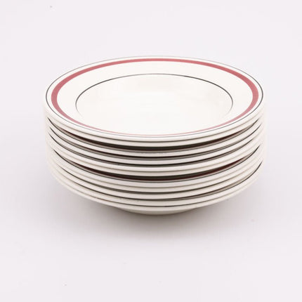 Assiette creuse Churchill en porcelaine blanche et rouge