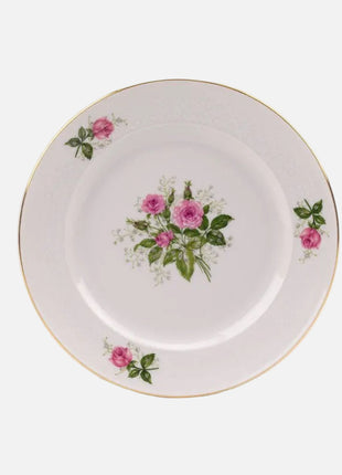 6 assiettes à dessert Seltmann Weiden porcelaine blanche et motifs fleuris