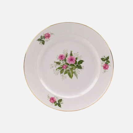 6 assiettes à dessert Seltmann Weiden porcelaine blanche et motifs fleuris