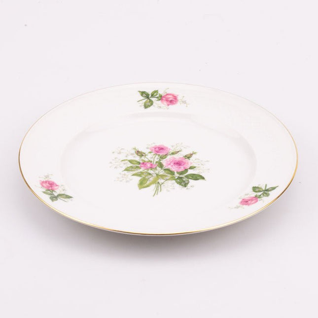 6 assiettes à dessert Seltmann Weiden porcelaine blanche et motifs fleuris