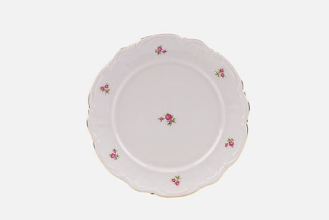 Assiette plate en porcelaine blanche avec roses 