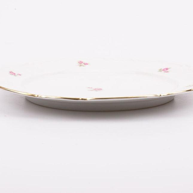 Assiette plate en porcelaine blanche avec roses 