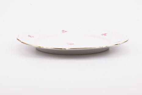 Assiette plate en porcelaine blanche avec roses 