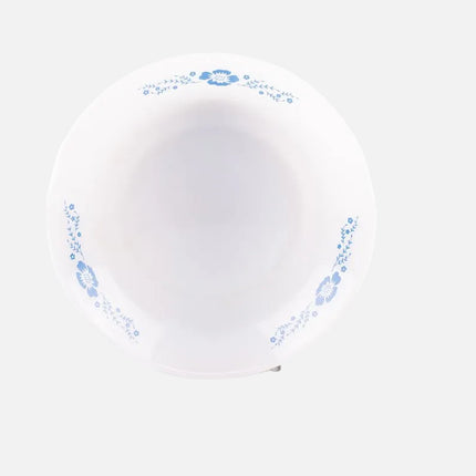 Assiette creuse Termocrisa en verre trempé blanc et motifs fleuris bleus
