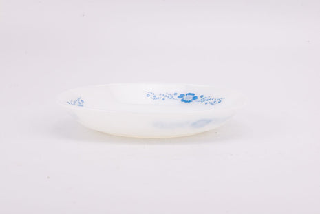 Assiette creuse Termocrisa en verre trempé blanc et motifs fleuris bleus