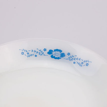 Assiette creuse Termocrisa en verre trempé blanc et motifs fleuris bleus