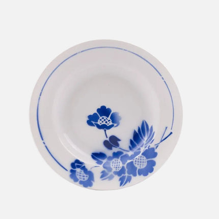 Assiette creuse Moulin des loups en porcelaine avec motif bleu fleuri